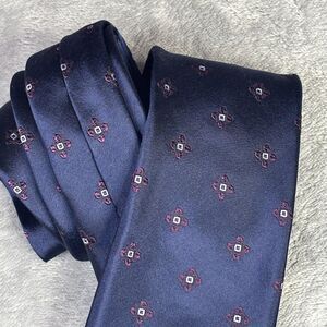 The‎ English Silk Tie Mens Blue Geometric All Silk Handmade England Classic